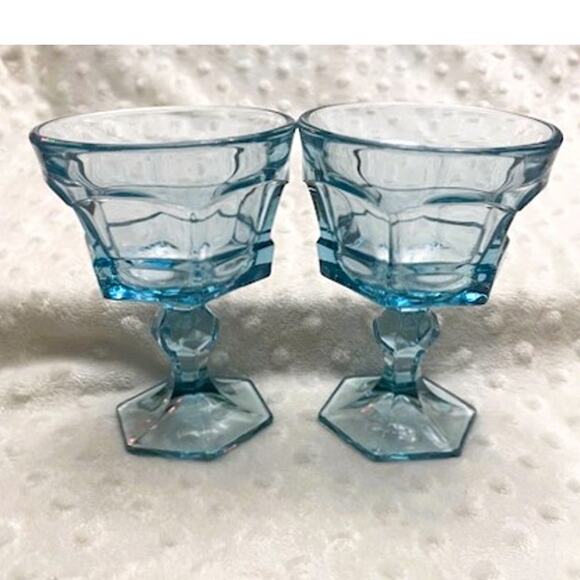 Vintage Fostoria Light Blue Footed Drinkware/Dessert Glasses (2)-VG/EX (1950s) - Picture 1 of 4